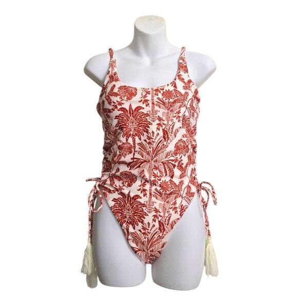 Phax NWT Garden Lace Up One Piece Bathing Suit in Warm Sz L - Picture 1 of 12